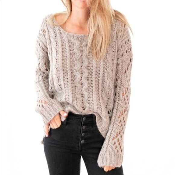 Free People Fluff Sweater *Oatmeal* Size Medium - Picture 2 of 8